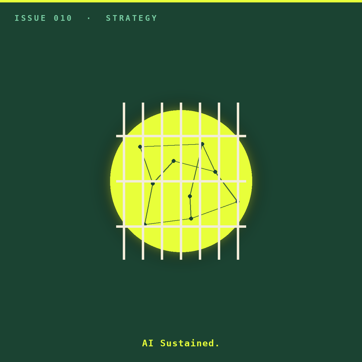 Switched off in three days. Cover image: a glowing acid AI core behind paper cage bars, for the Fable 5 and Mythos 5 suspension.
